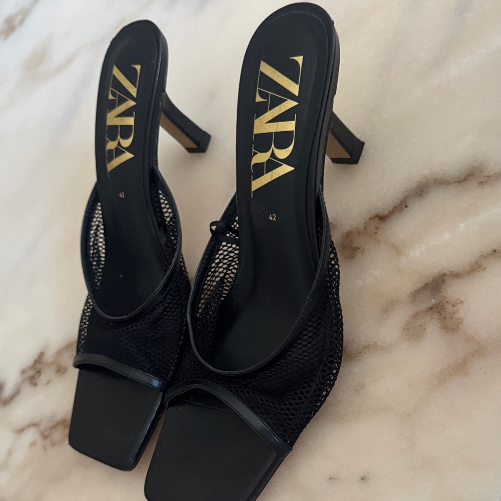 Zara Elegant Black Mesh Heels